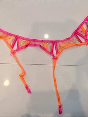 For Love & Lemons Hot Pink and Neon Orange Garter Belt